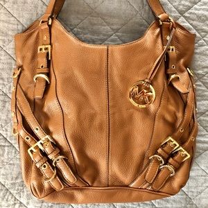 Michael Kors Leather Bag with Gold Buckle Details